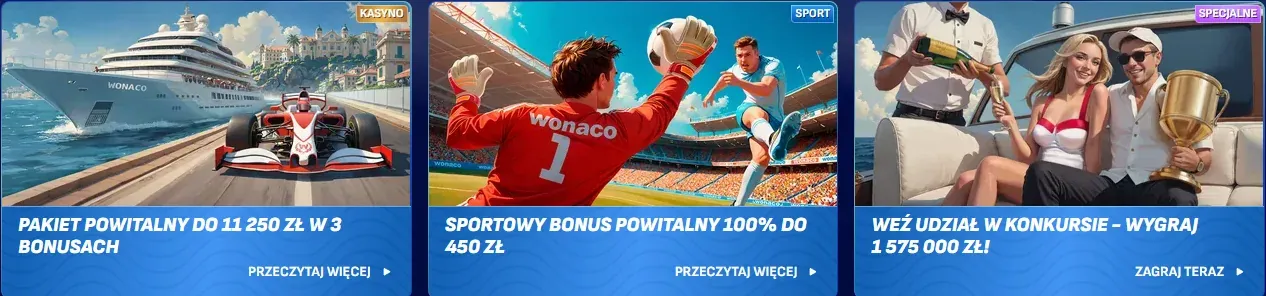 Tabela bonusów kasyna z ikonami nagród